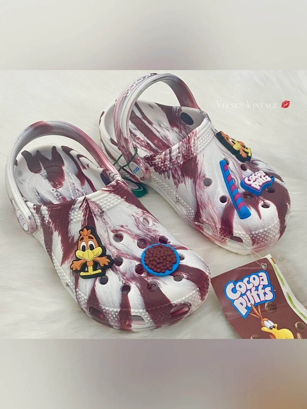 CROCS Kids' Cocoa Puffs Marbled Brown & White Clog with Character Charm